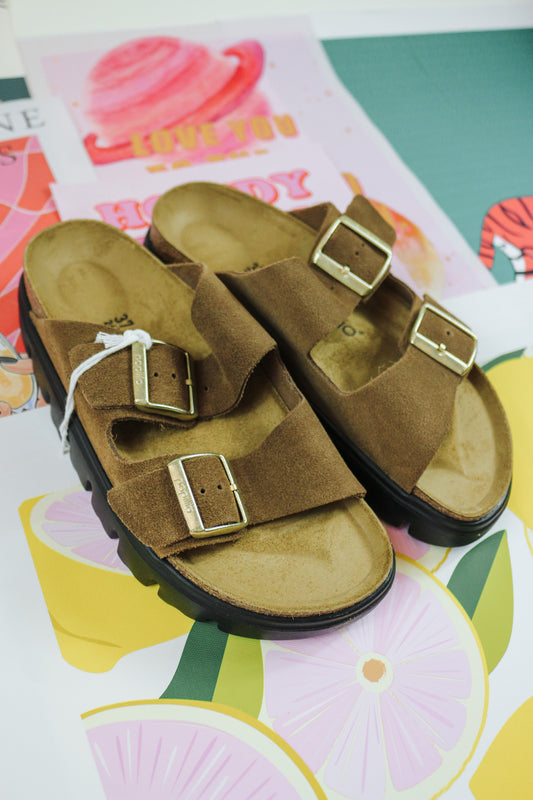 Arizona Dark Brown Platform Sandal Birkenstock