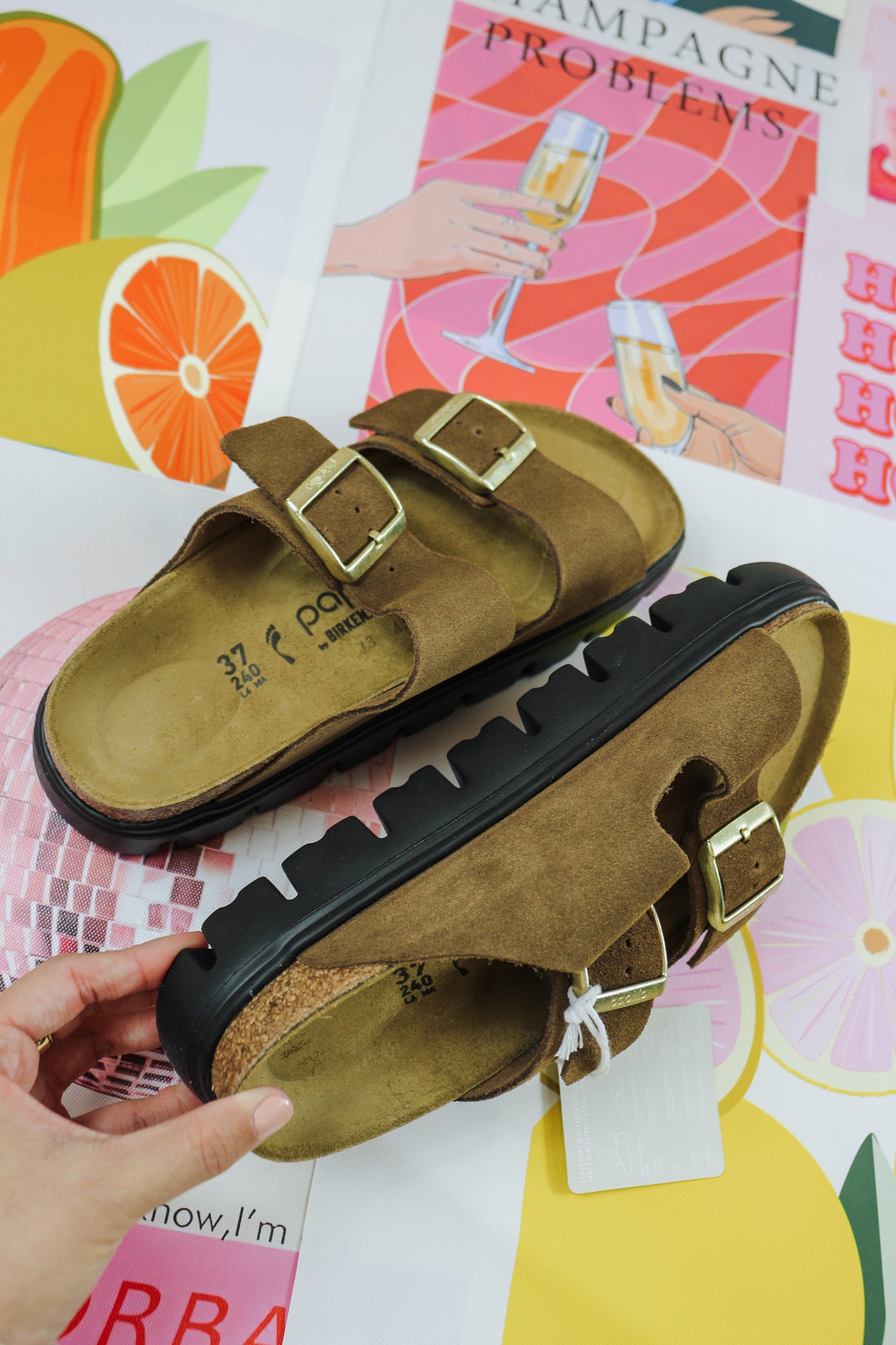 Arizona Dark Brown Platform Sandal Birkenstock