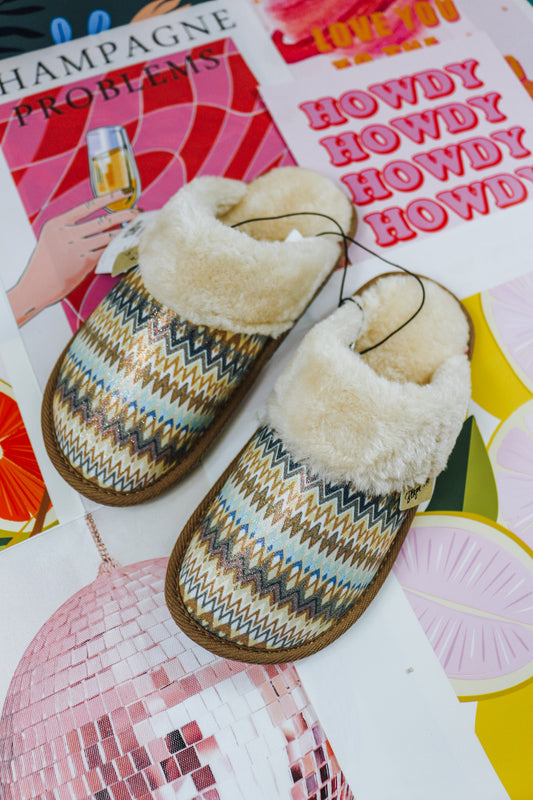 Women's Maya Blue Aztec Slipper