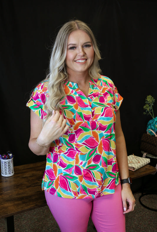 The Lizzy Short Sleeve Multi Top