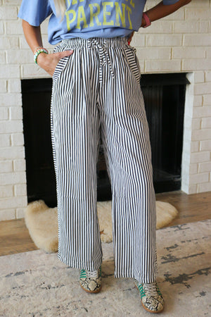 Paint The Town Black Stripe Wide Leg Pants