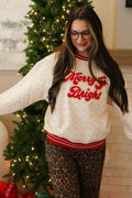 Holiday Dainty Floral Varsity Crewneck Sweatshirt