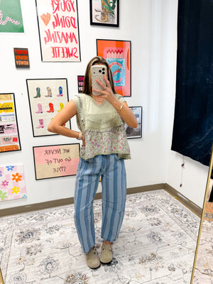 Outside The Box Light Stripe Denim Barrel Jeans