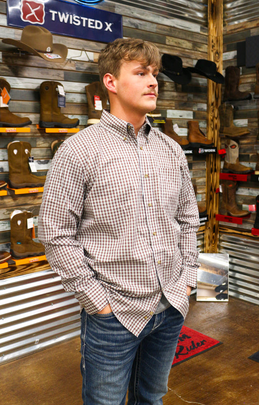 Rust Classic Fit Long Sleeve Button Up