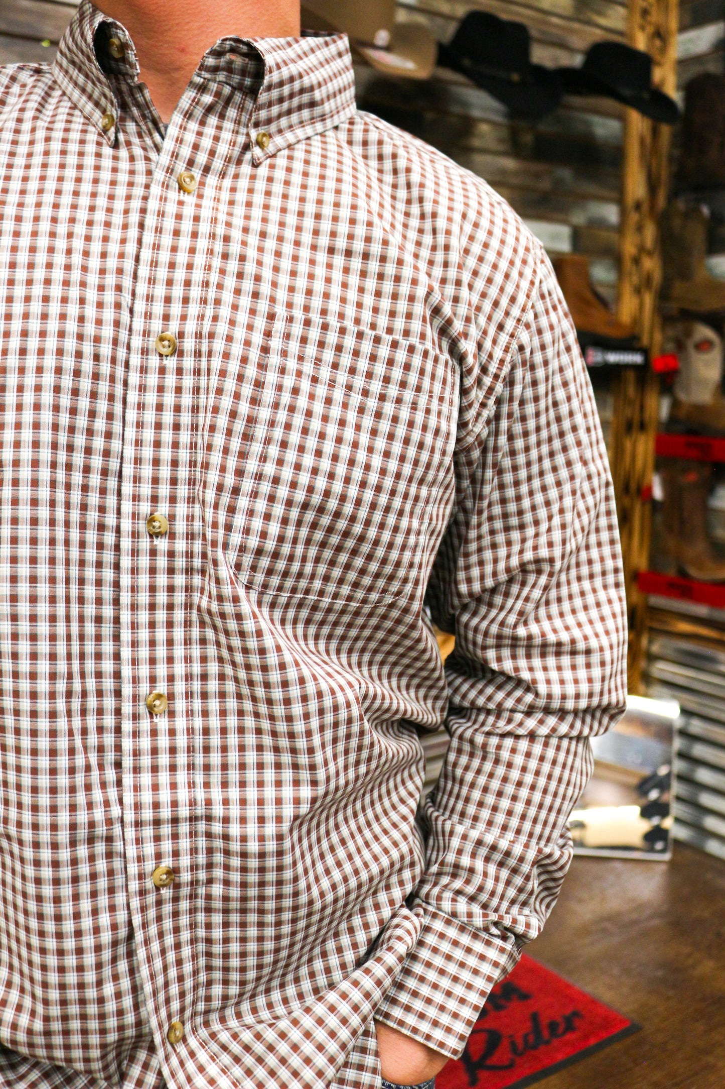 Rust Classic Fit Long Sleeve Button Up