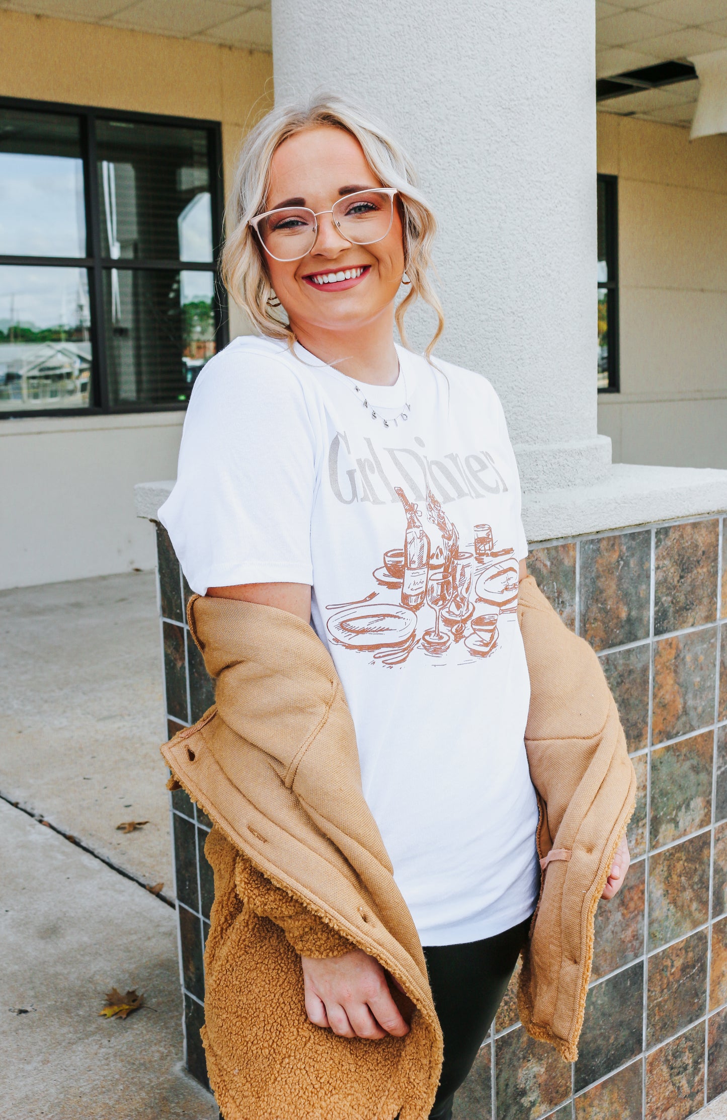 Girl Dinner White Graphic Tee