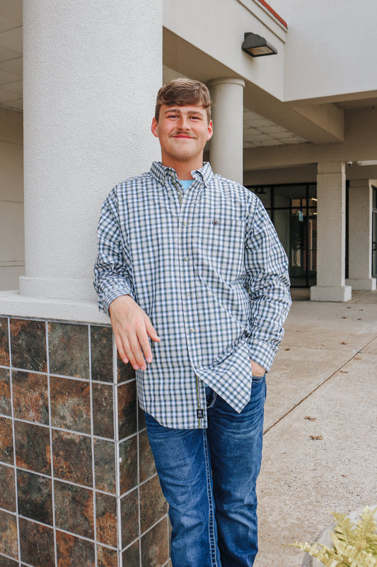 White & Green Pro Series Blake Classic Fit Long Sleeve Button Up