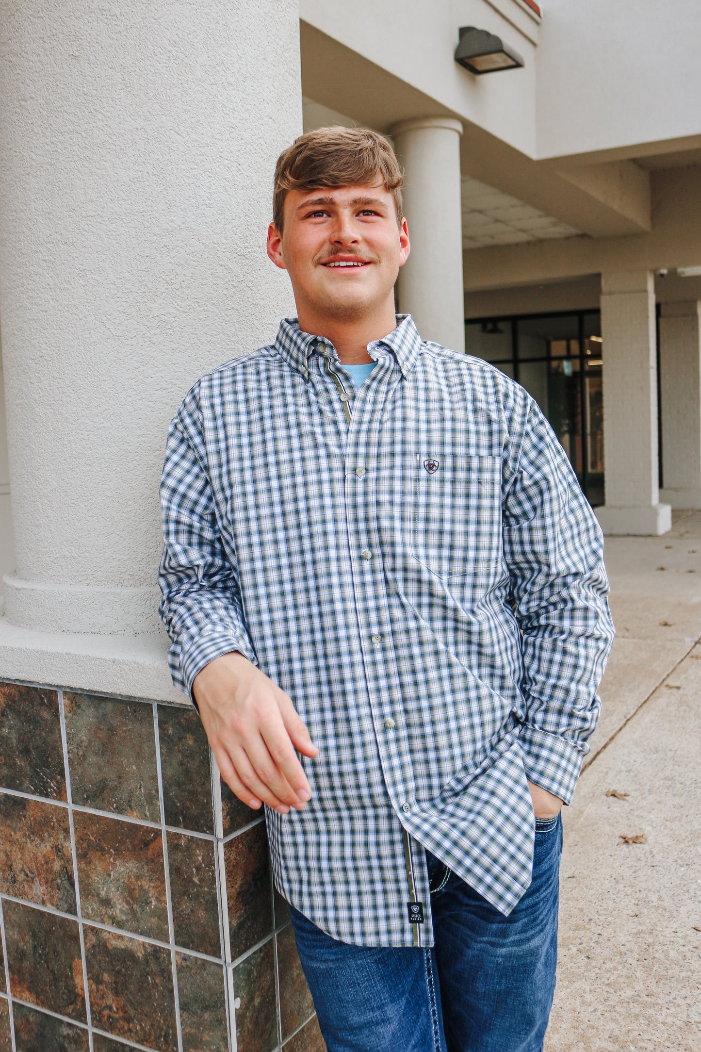 White & Green Pro Series Blake Classic Fit Long Sleeve Button Up