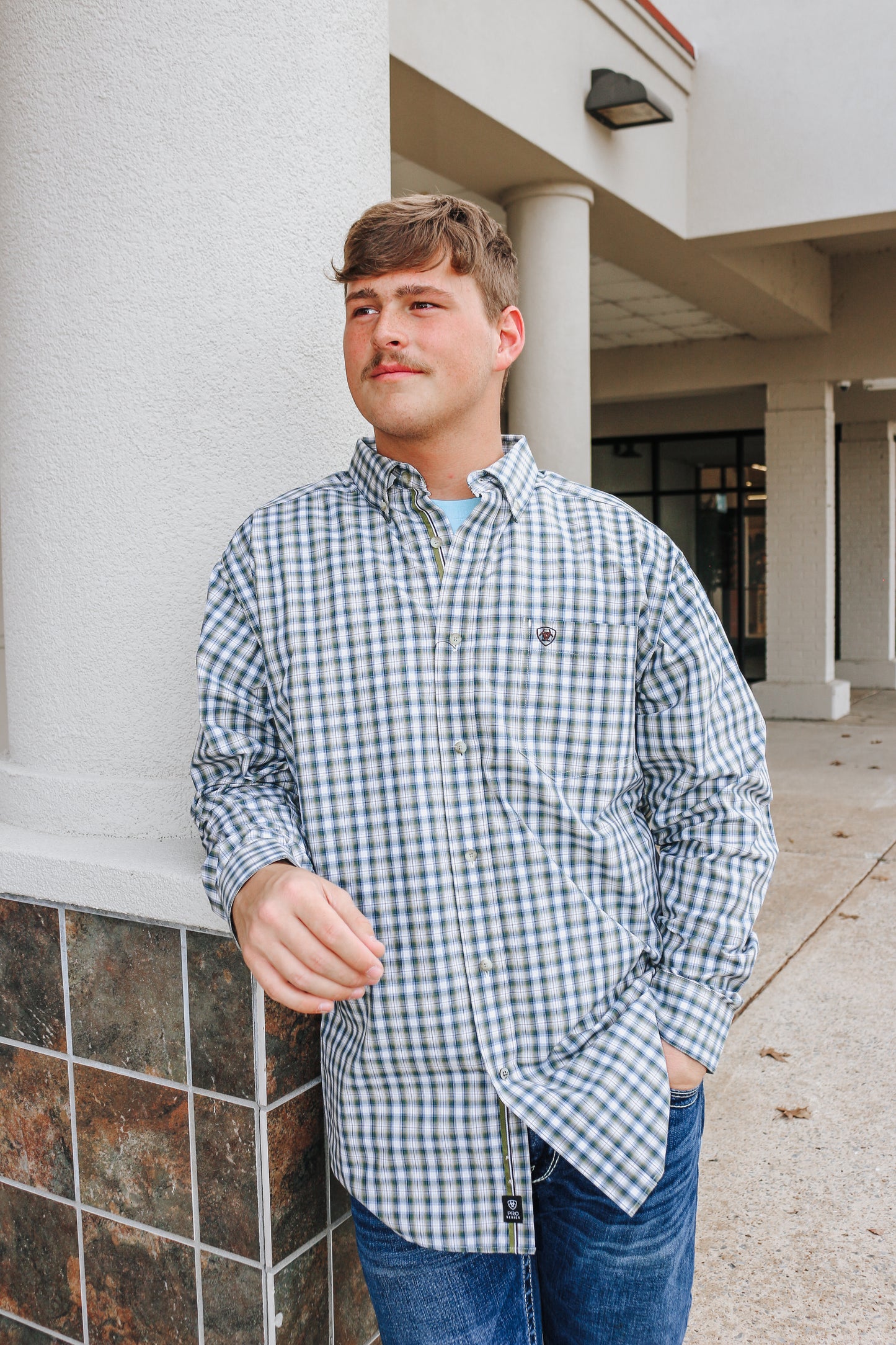 White & Green Pro Series Blake Classic Fit Long Sleeve Button Up