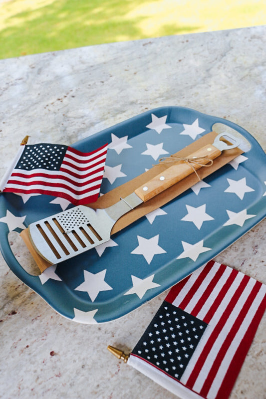 Blue American Star Tray & Spatula Set