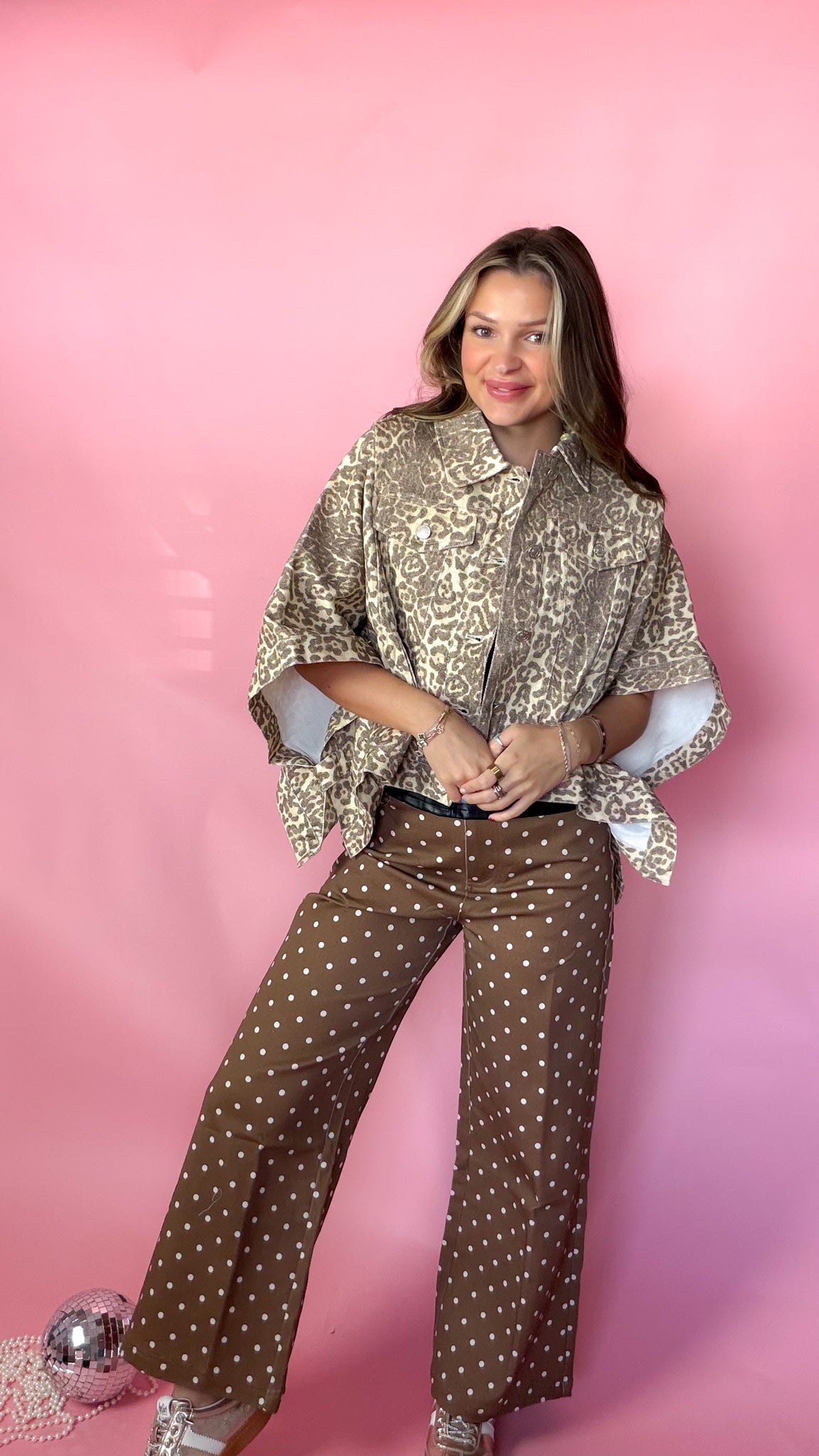 Crazy About You Women's Leopard Denim Cape Jacket