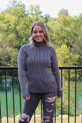 Scout It Out Mock Neck Ribbed Sweater