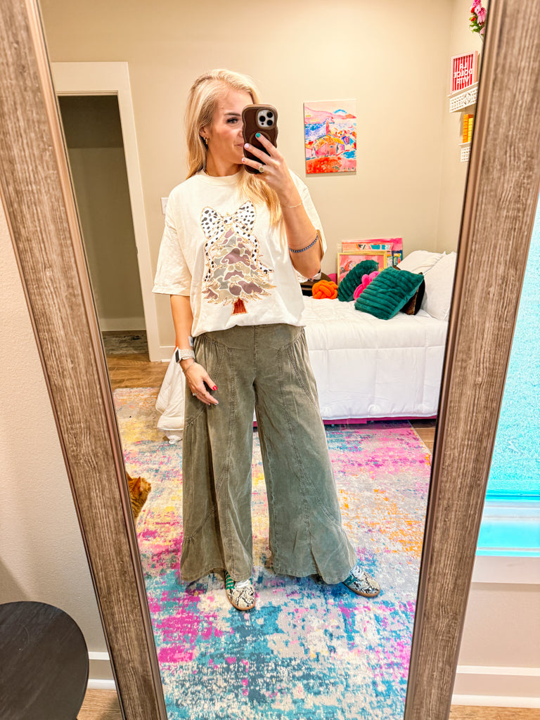 Camo Dotted Christmas Tree Ivory Tee