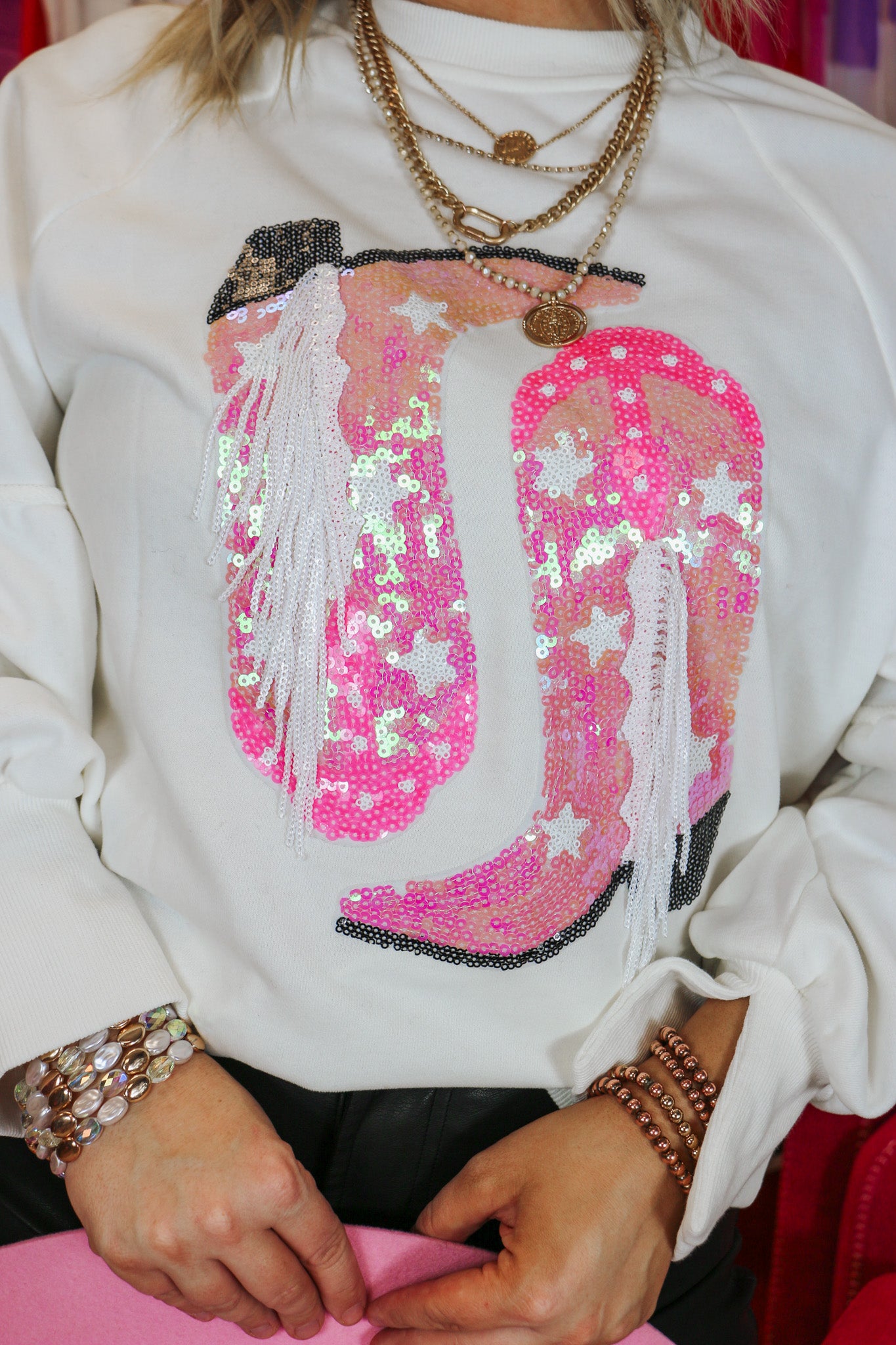 Broadway Star White Sequin Sweatshirt