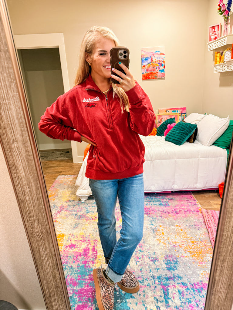 Razorback Red Fleece 1/2 Zip Pullover