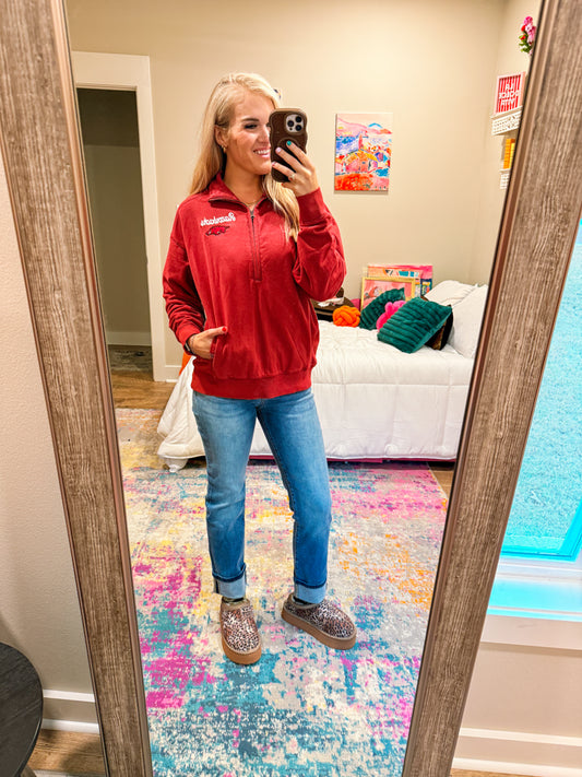 Razorback Red Fleece 1/2 Zip Pullover