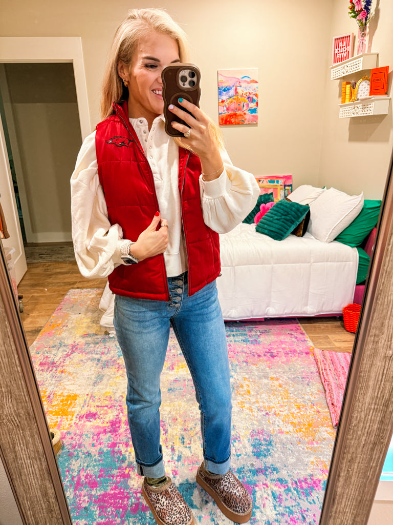 Razorback Red Puffer Vest