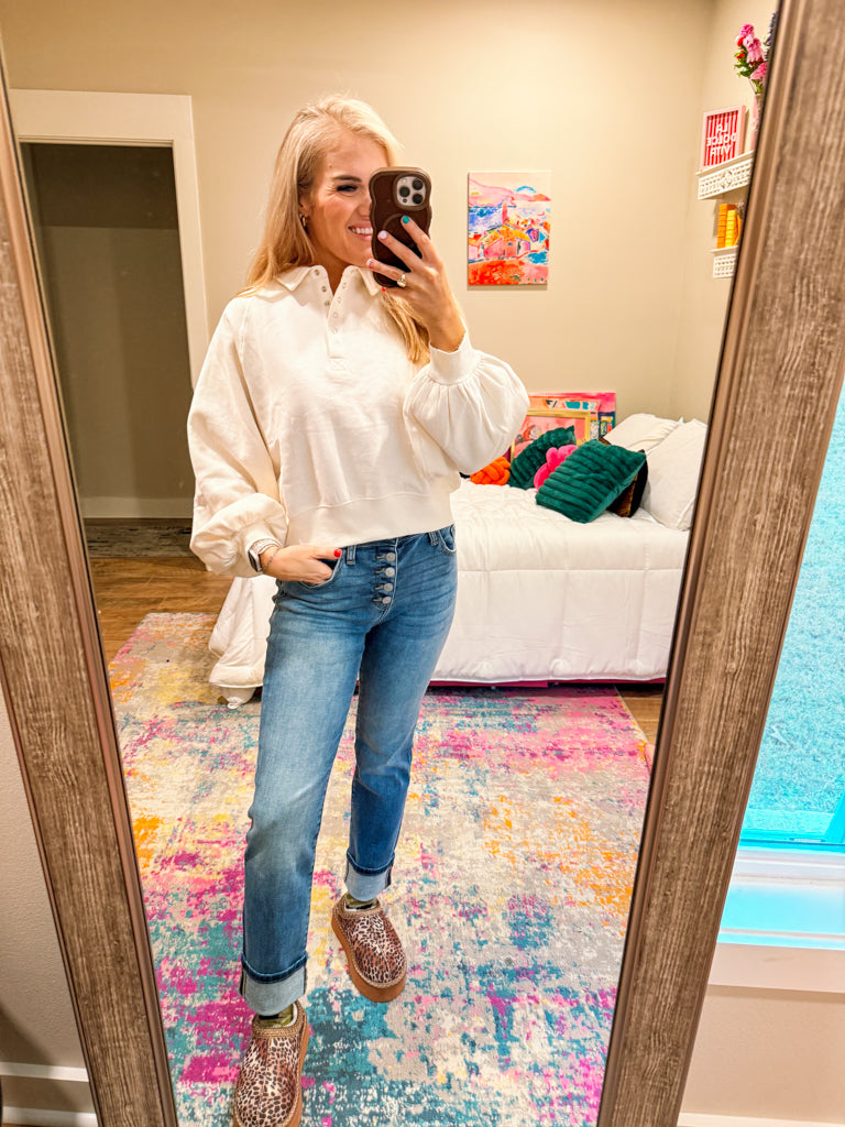 Mark My Words Half Button Top -2 Colors