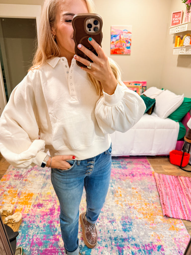 Mark My Words Half Button Top -2 Colors