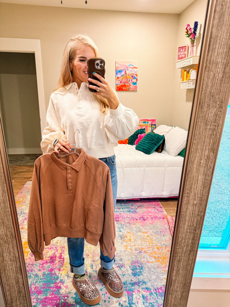 Mark My Words Half Button Top -2 Colors