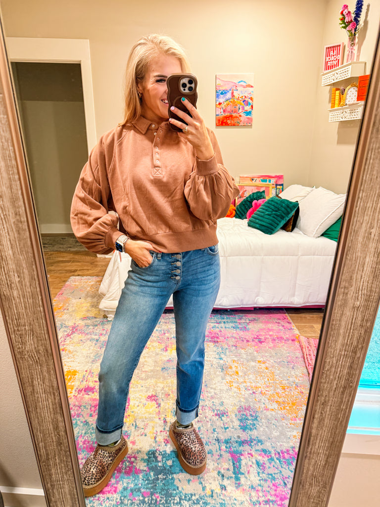 Mark My Words Half Button Top -2 Colors