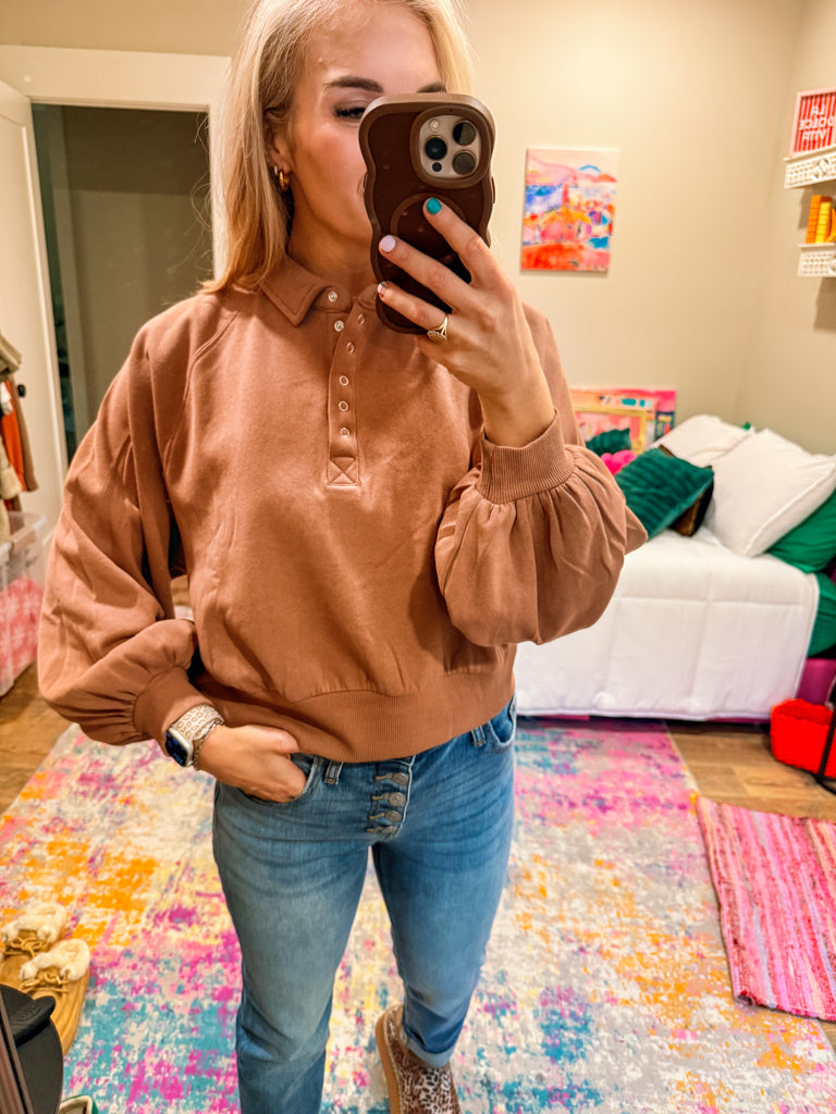 Mark My Words Half Button Top -2 Colors