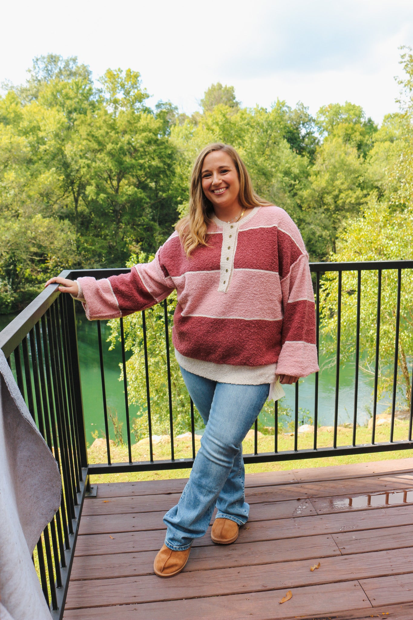 Picking Sides Pink Stripe Sweater