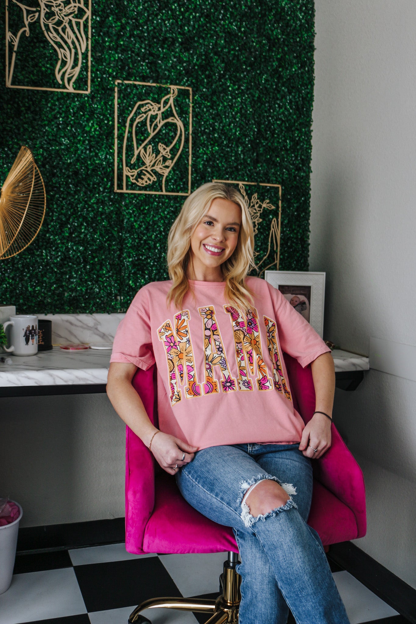 Floral Mama Pink Graphic Tee