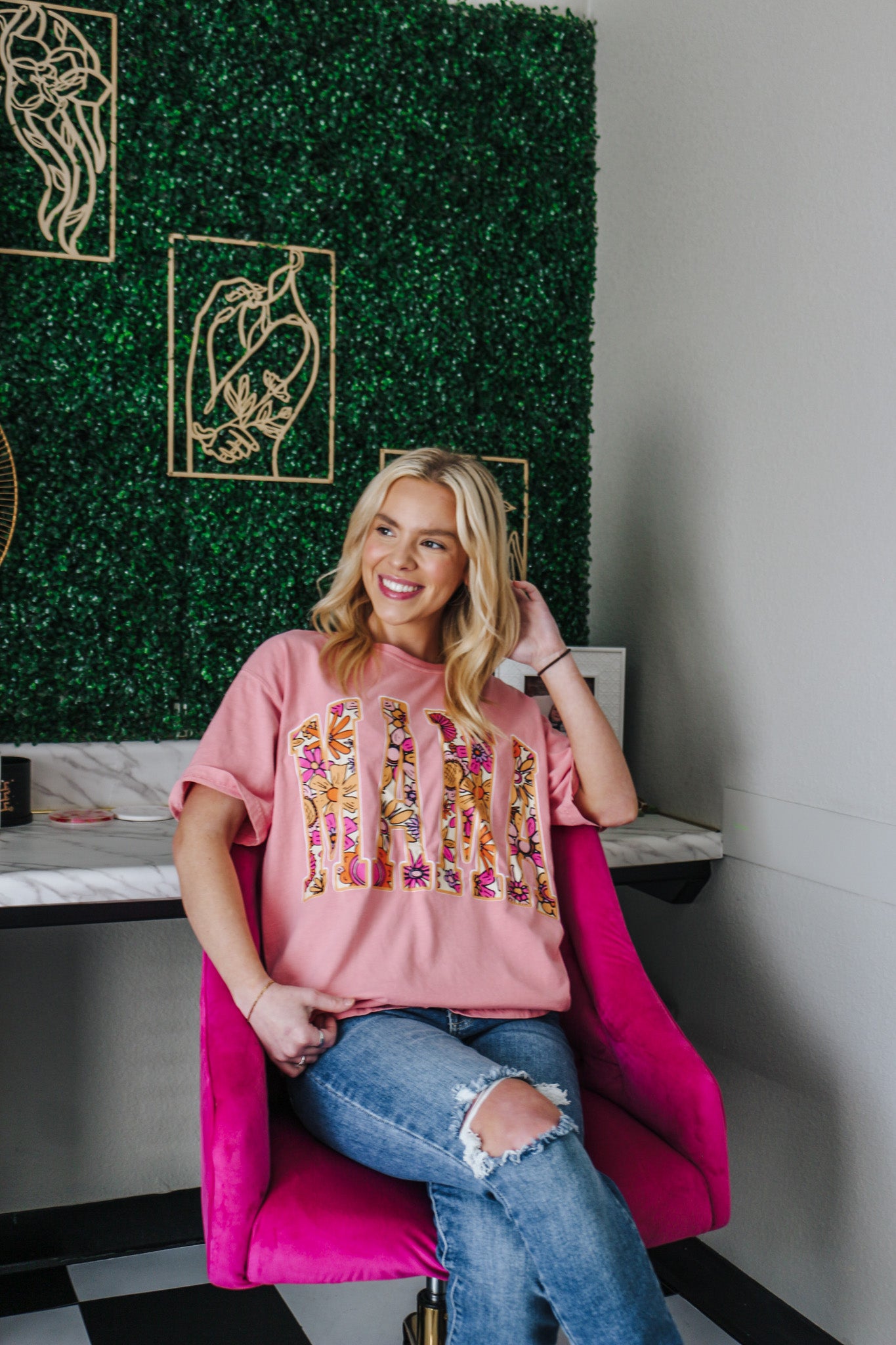 Floral Mama Pink Graphic Tee