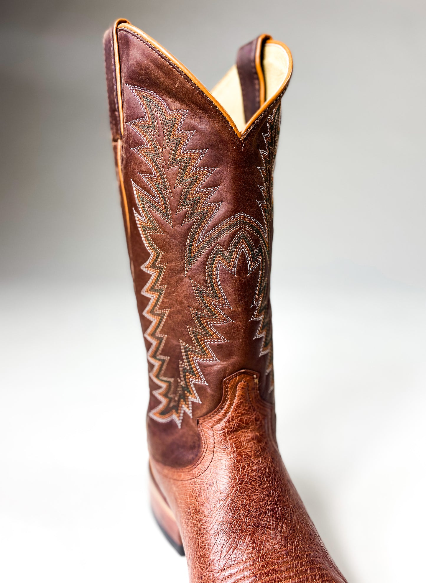 Justin Brown Breck Cognac Vintage Smooth Ostrich Western Boot