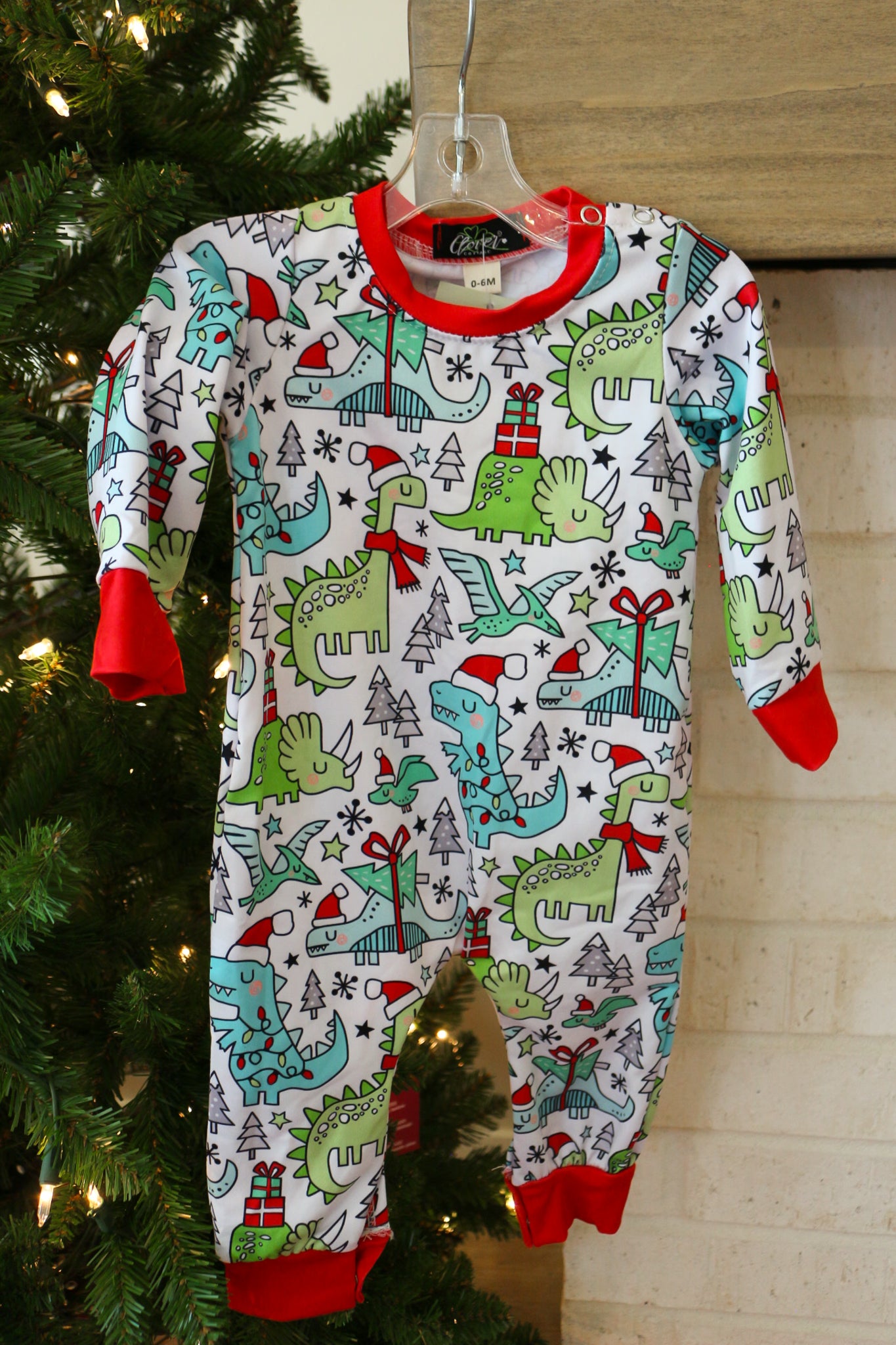 Baby Dinosaur Christmas Romper