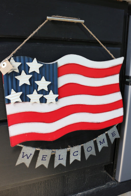 American Flag Tin Door Hanger