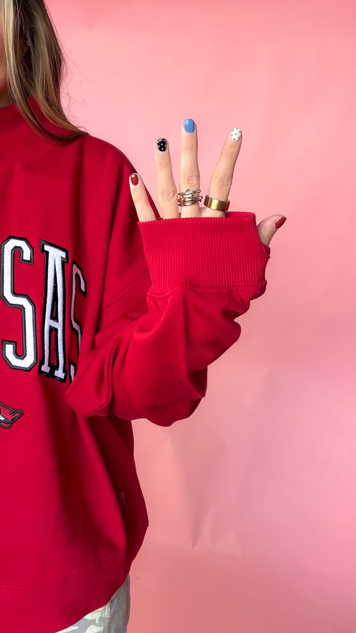 Mock neck Arkansas graphic sweatshirt, shown in one of two available colors
