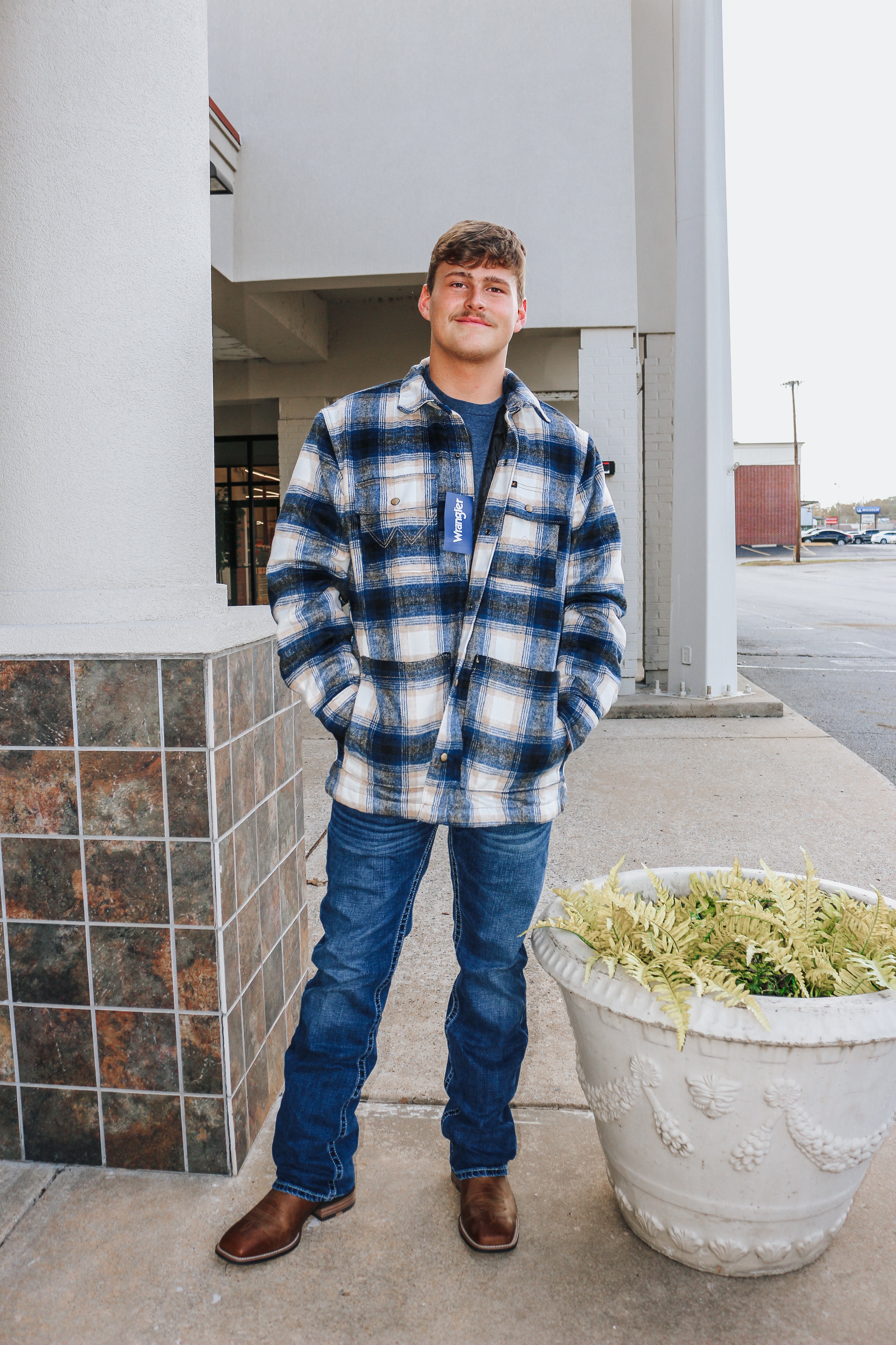 Tannin Blue Plaid Quilt Lined Flannel Shacket With Multiple