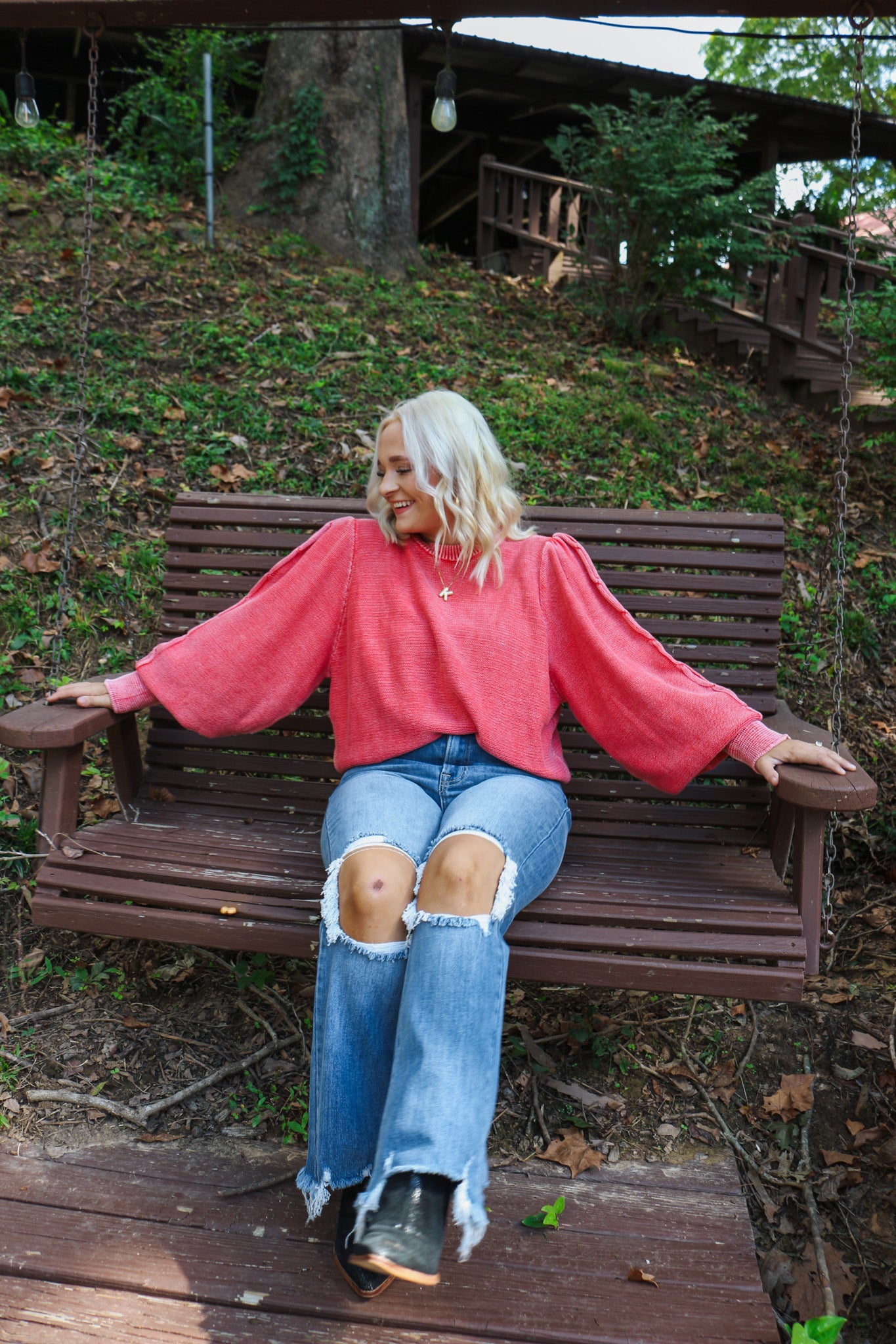 Let's Get Going Boho Red Sweater