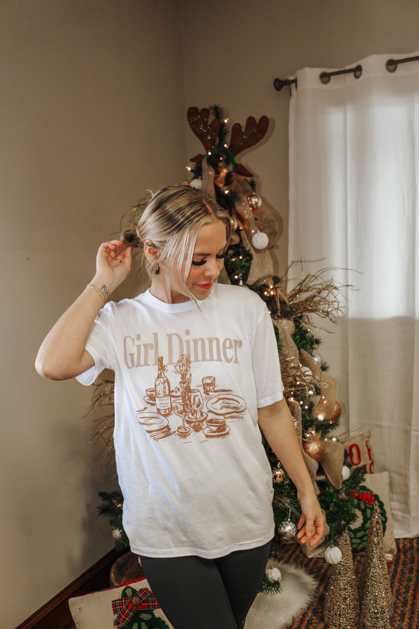 Girl Dinner White Graphic Tee