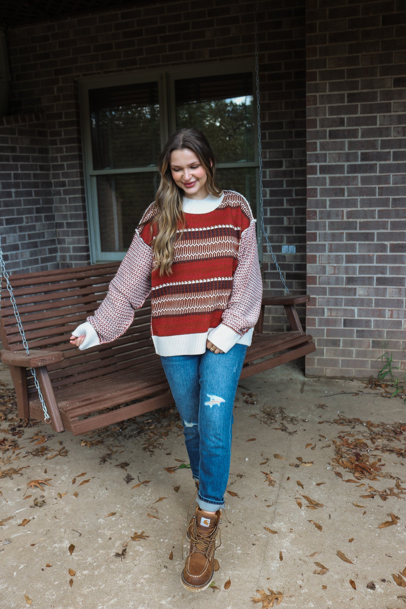 Friendly By The Fire Rust Sweater