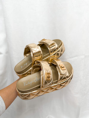 Onya Gold Platform Sandal Vintage Havana