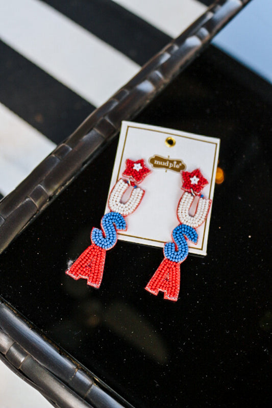 USA Beaded Earrings -3 Colors