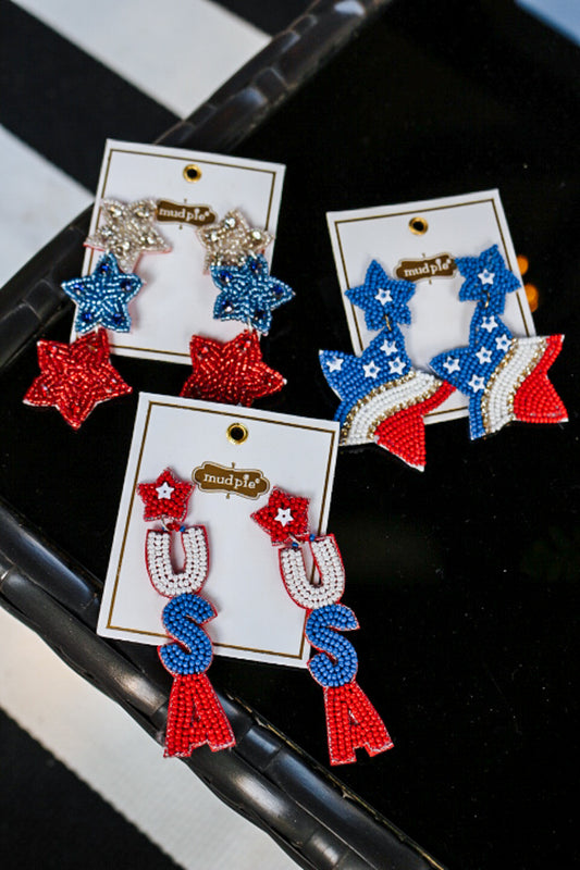 USA Beaded Earrings -3 Colors