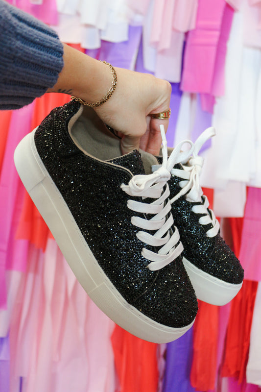 Starlight Black Rhinestone Platform Sneaker