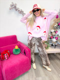 Mud Pie Christmas Red & Pink Jacquard Sweater -2 Colors
