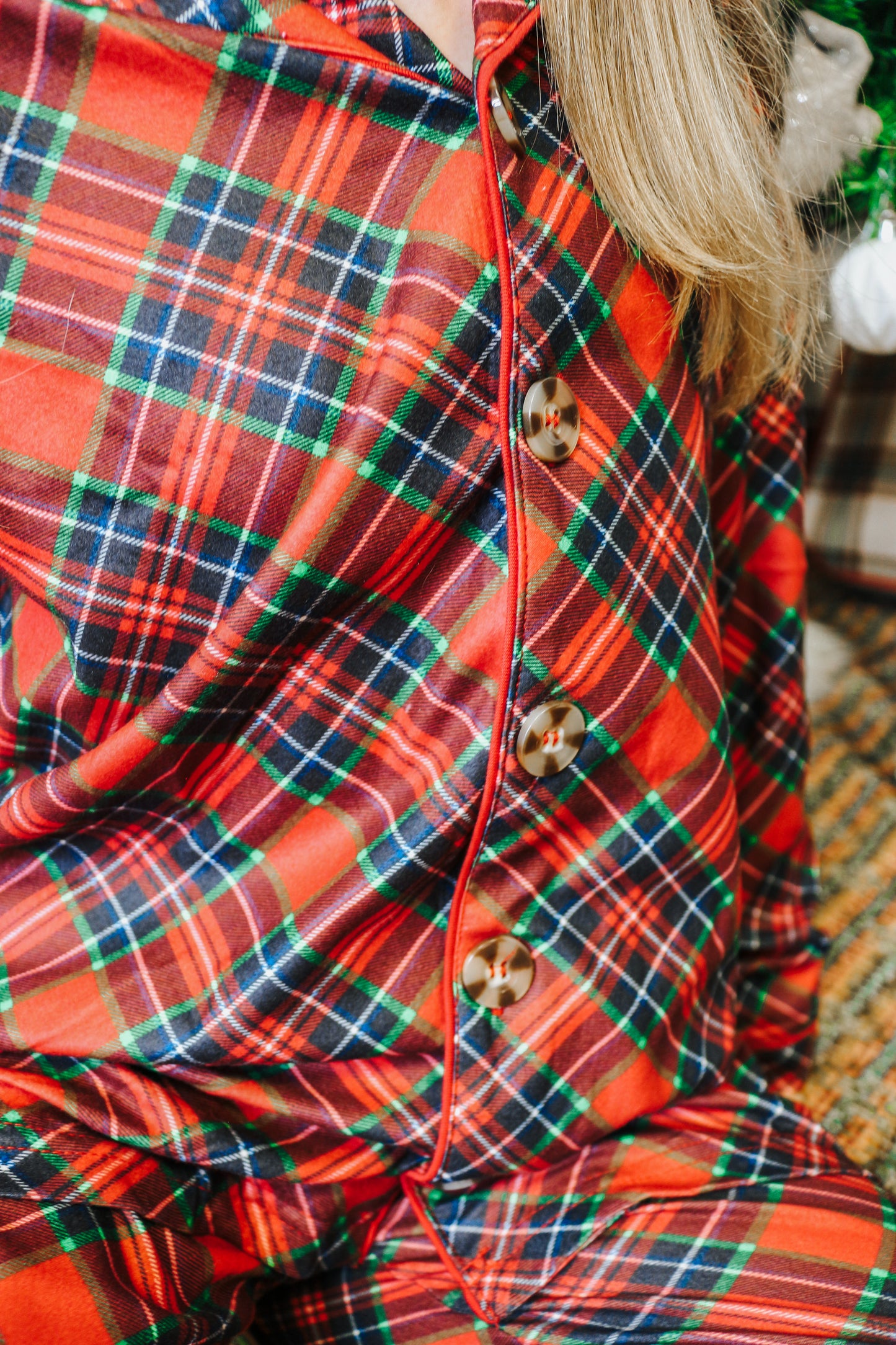 Merry All The Way Red Plaid Youth Pajama Set