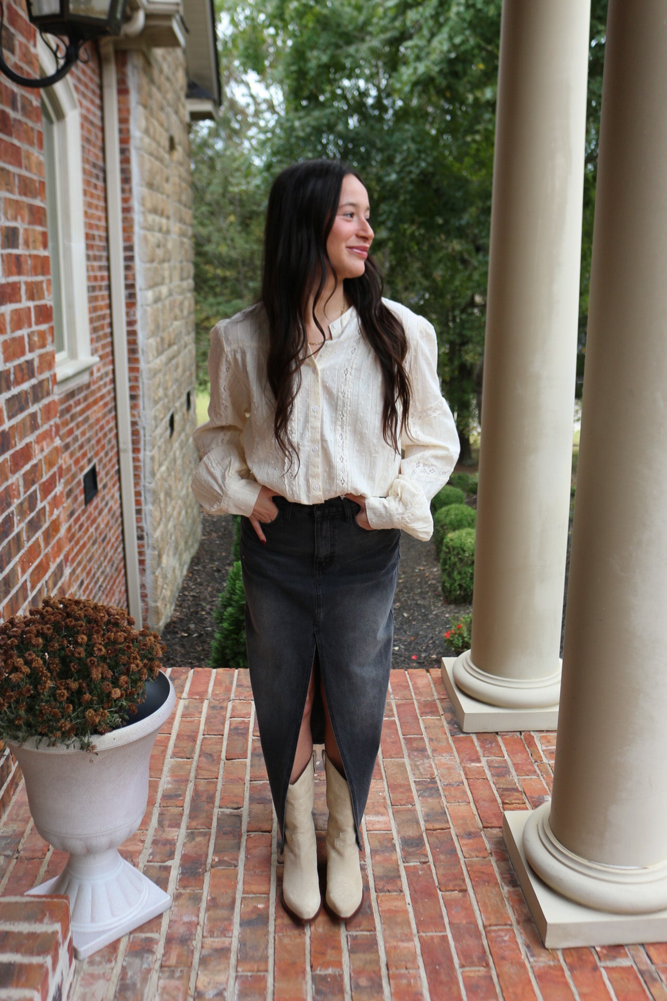 Royca 90's Black Denim Maxi Skirt By KanCan