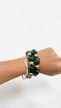 Water Resistant 2 Piece Gold Beaded Bracelet