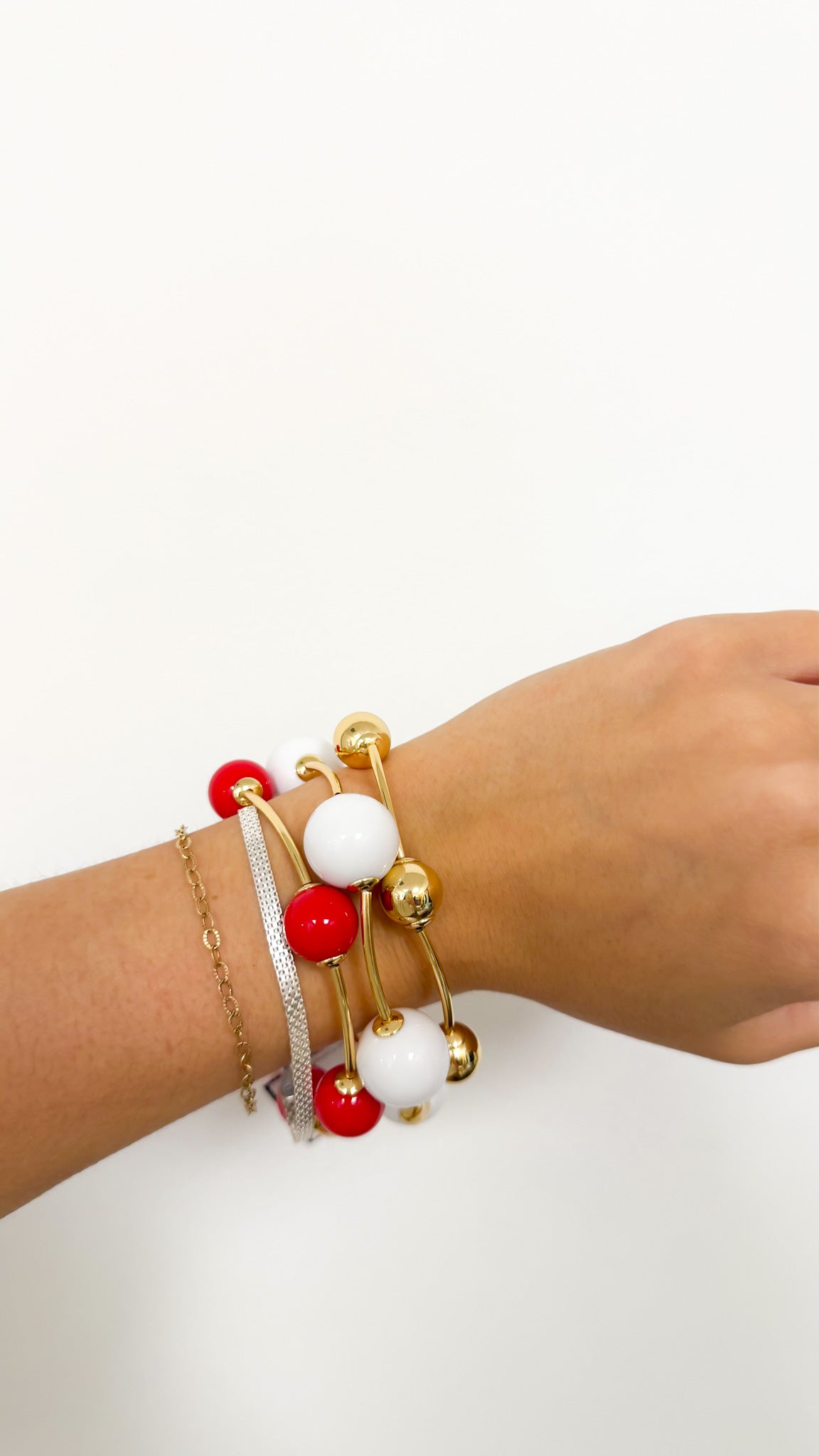 Red and Gold 2 Piece Beaded Bracelet