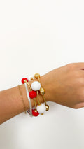 Red and Gold 2 Piece Beaded Bracelet