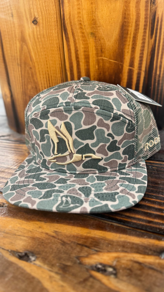 Mens Roost 7 Panel 3D Puff Camo Mesh Hat