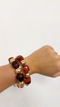 Water Resistant 2 Piece Gold Beaded Bracelet