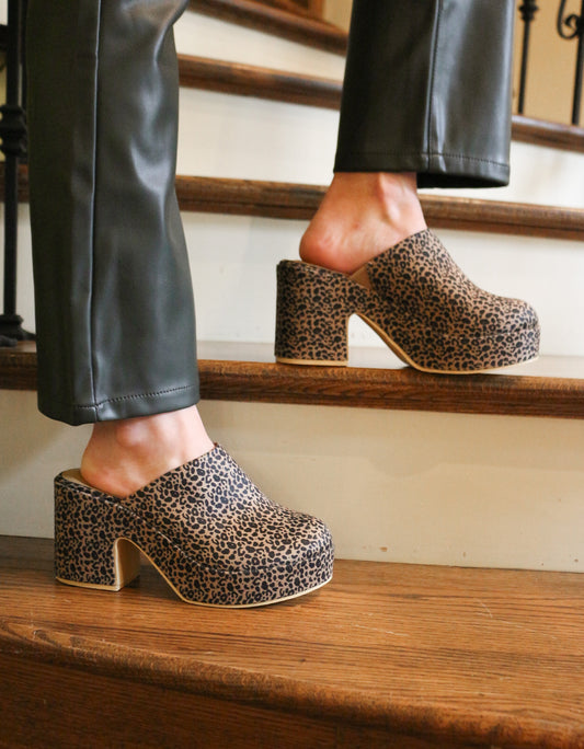 Jayde Leopard Platform Clog By Matisse